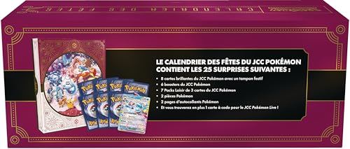 Pokémon : Calendrier des fêtes (8 Cartes Promo Brillantes, 6 boosters, 7 Packs Loisir et Plus)