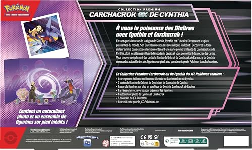 Pokémon JCC: Collection Premium Carchacrok-ex de Cynthia (3 Cartes Brillantes et 6 boosters)