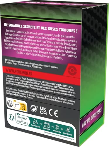 Pokémon: Lot de boosters Écarlate et Violet – Fable Nébuleuse du JCC Pokémon (6 boosters)