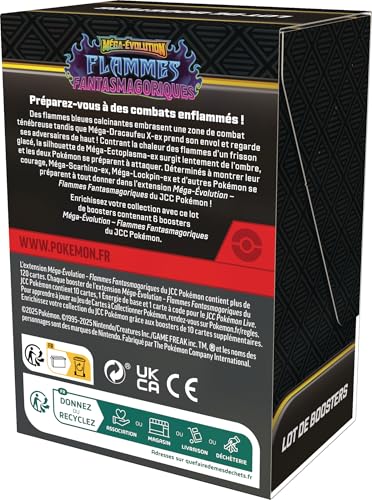 Pokémon : Lot de boosters Méga-Évolution – Flammes Fantasmagoriques du JCC Pokémon (6 boosters)