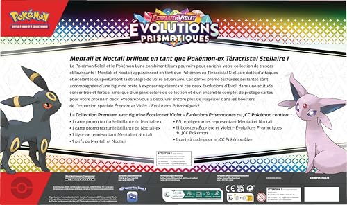 Pokémon : Collection Premium avec Figurine Écarlate et Violet – Évolutions Prismatiques du JCC Pokémon (2 Cartes Promo Brillantes texturées, 11 boosters)