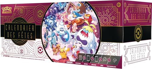 Pokémon : Calendrier des fêtes (8 Cartes Promo Brillantes, 6 boosters, 7 Packs Loisir et Plus)