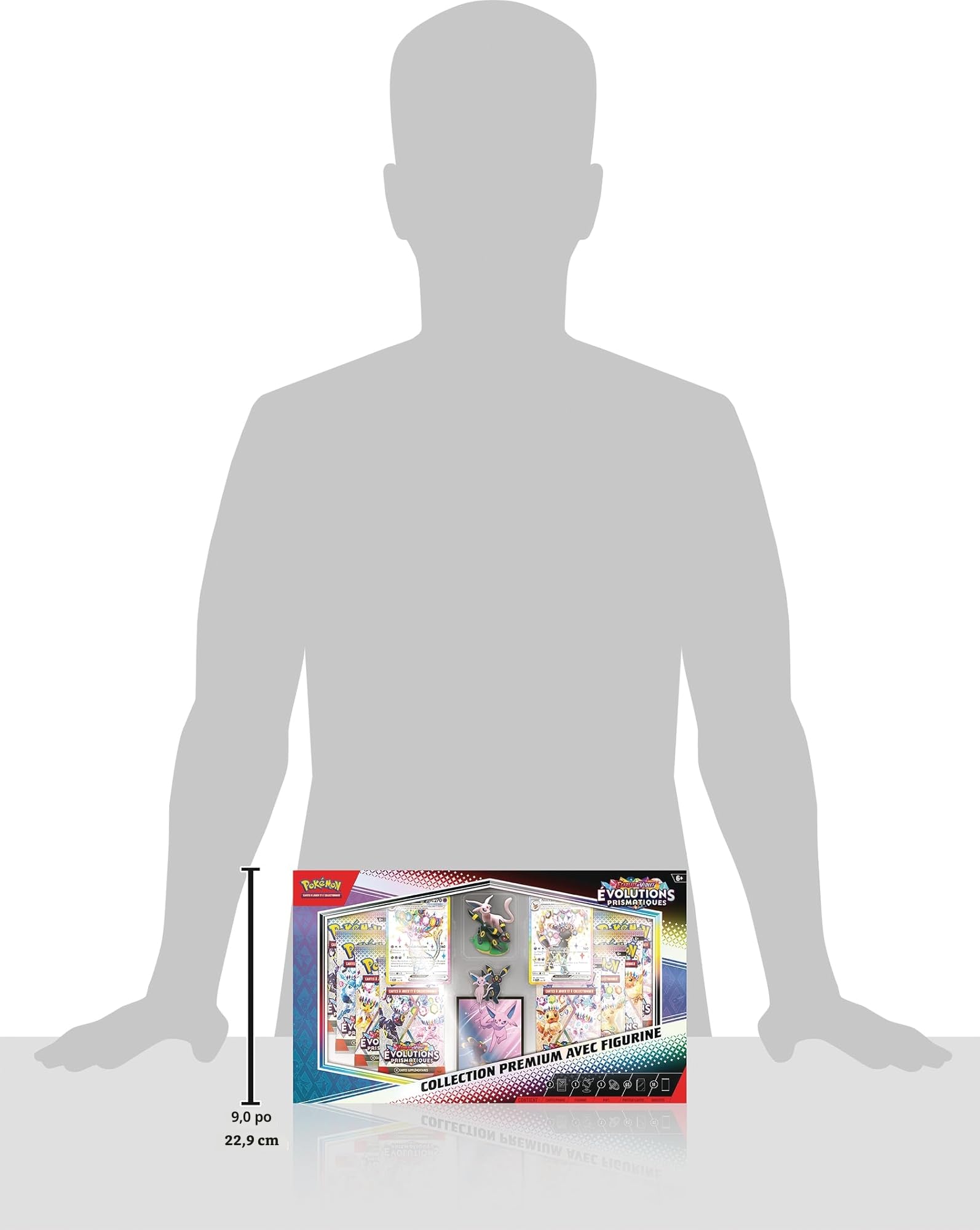 Pokémon : Collection Premium avec Figurine Écarlate et Violet – Évolutions Prismatiques du JCC Pokémon (2 Cartes Promo Brillantes texturées, 11 boosters)