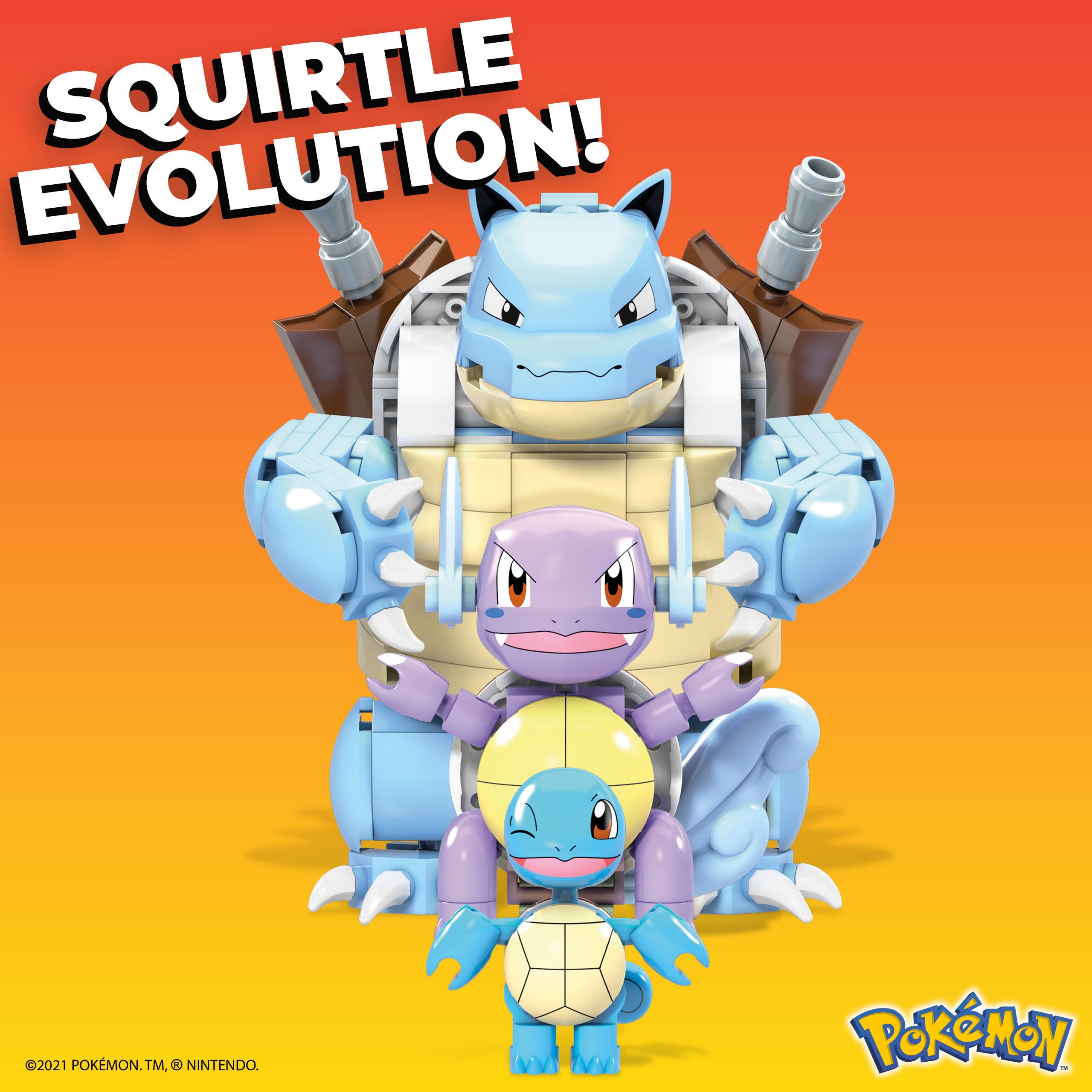 Mega HDH93 Construx Pokemon 3 Figurines Évolutions de Carapuce à Construire, Jeu de Briques de Construction, 379 Pièces, pour Enfant Dès 8 Ans, Multicolore Exclusivité sur Amazon