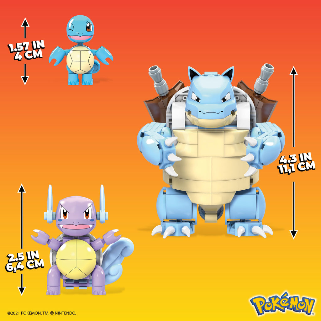 Mega HDH93 Construx Pokemon 3 Figurines Évolutions de Carapuce à Construire, Jeu de Briques de Construction, 379 Pièces, pour Enfant Dès 8 Ans, Multicolore Exclusivité sur Amazon