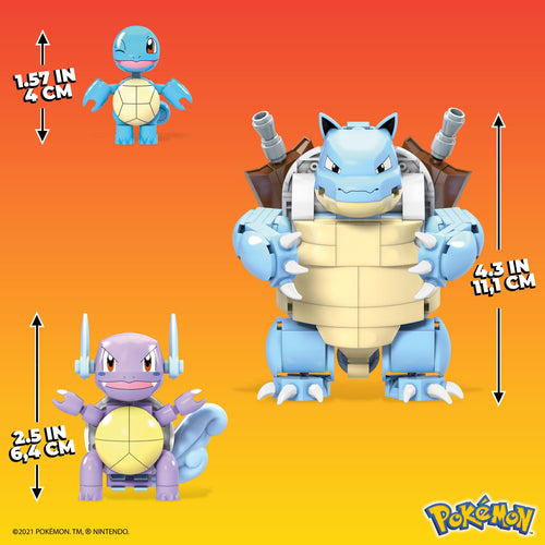 Mega HDH93 Construx Pokemon 3 Figurines Évolutions de Carapuce à Construire, Jeu de Briques de Construction, 379 Pièces, pour Enfant Dès 8 Ans, Multicolore Exclusivité sur Amazon