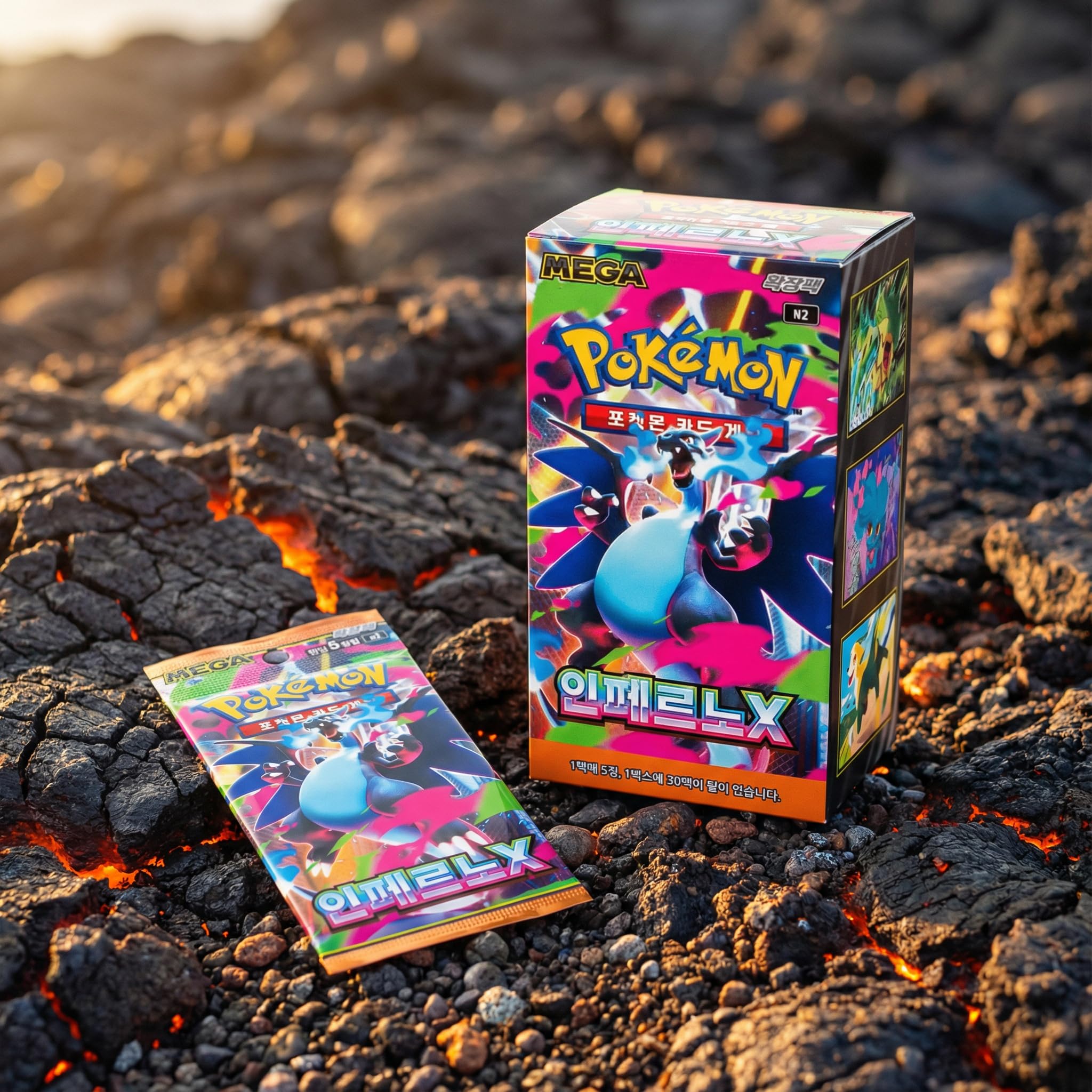 Pokémon Mega Inferno X Booster Display KOR - Boîte TCG coréenne - 30 boosters packs - 150 cartes - Original & nouvellement scellé - Kit Pokémon international pour collectionneurs et joueurs - Édition
