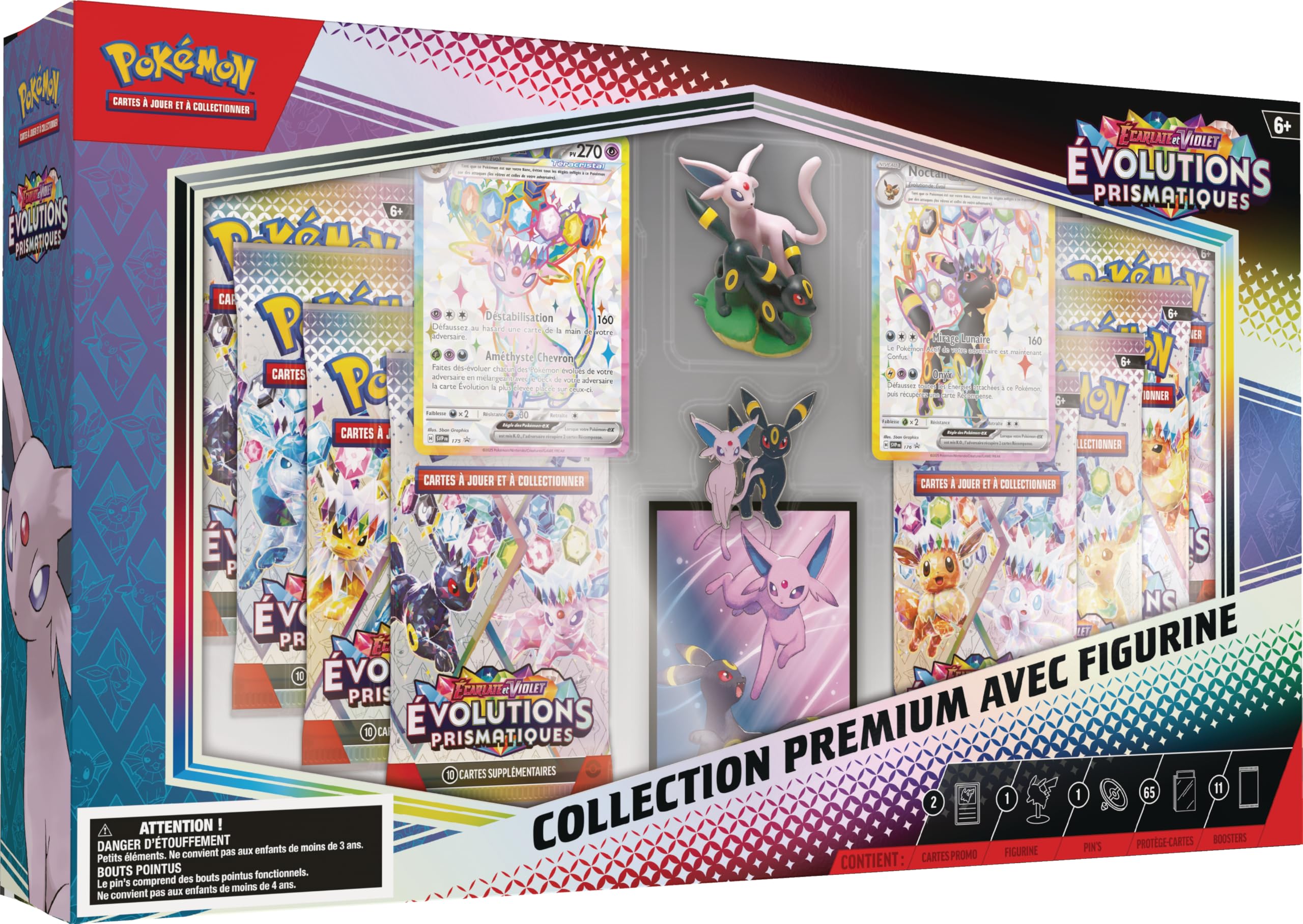 Pokémon : Collection Premium avec Figurine Écarlate et Violet – Évolutions Prismatiques du JCC Pokémon (2 Cartes Promo Brillantes texturées, 11 boosters)